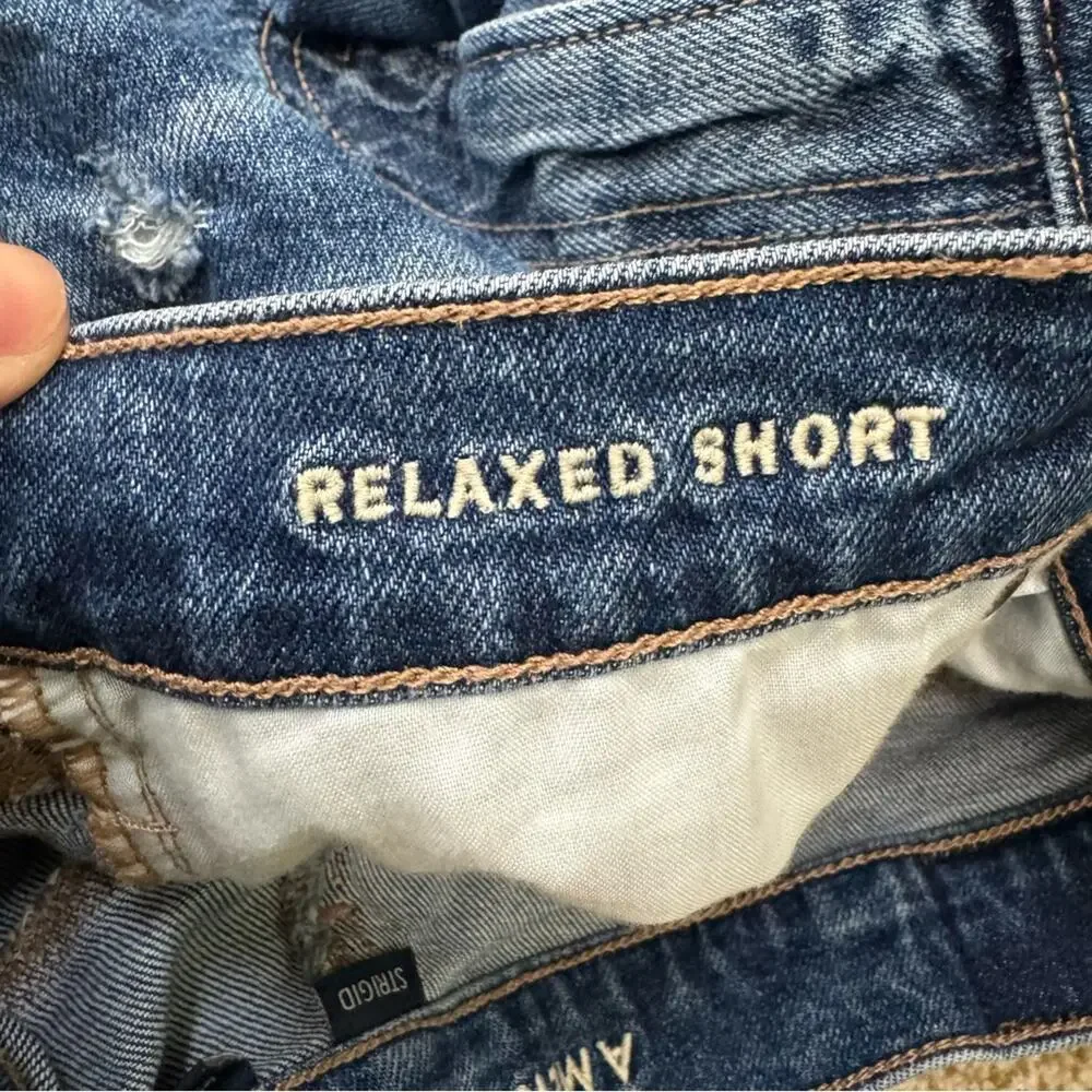 American Eagle Outfitters STIRIGID Relaxed Denim Shorts Long Inseam Distressed 6